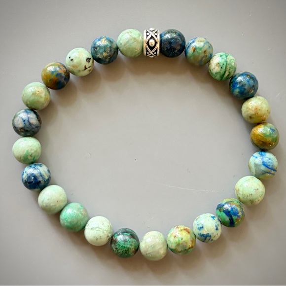 Natural Blue Green Quantum Quattro Handcrafted Bead Bracelet - Picture 3 of 4